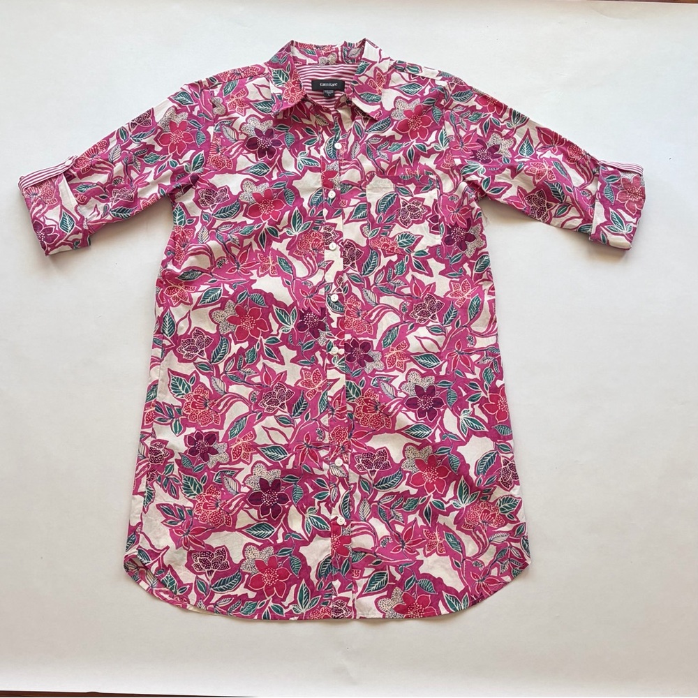 Karen Kane Pink Floral Button-Down Shirt